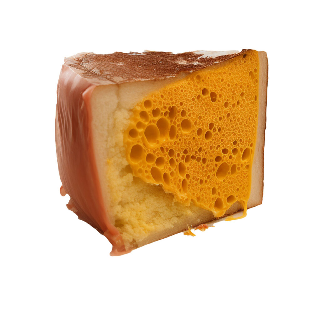 Piece of cheese with mold